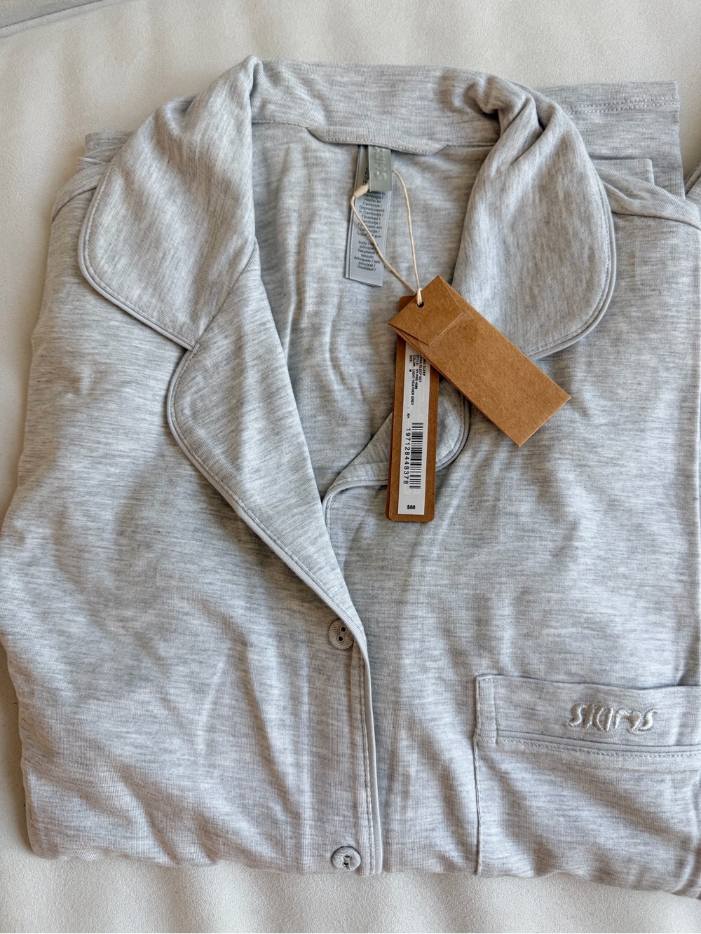 SKIMS Light Heather Grey Sleep Set - Long Sleeve